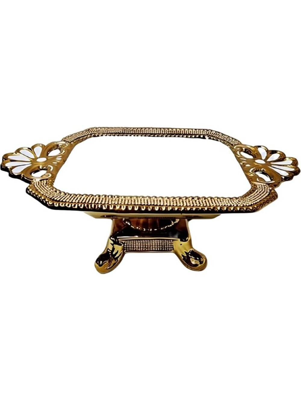Elegant 6.5" Golden Decorative Pedestal Tray-Style Ceramic Vase for Home Decor